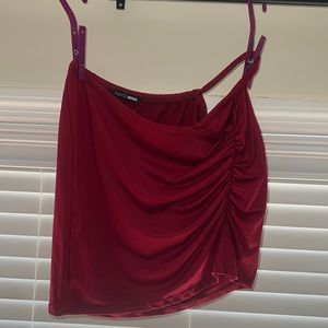 Red mini skirt with cut out
